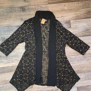 Chic Black and Gold Women's Cardigan